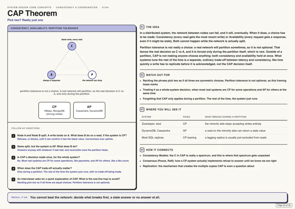 HLD · Core Concept · CAP Theorem — real system design guide page